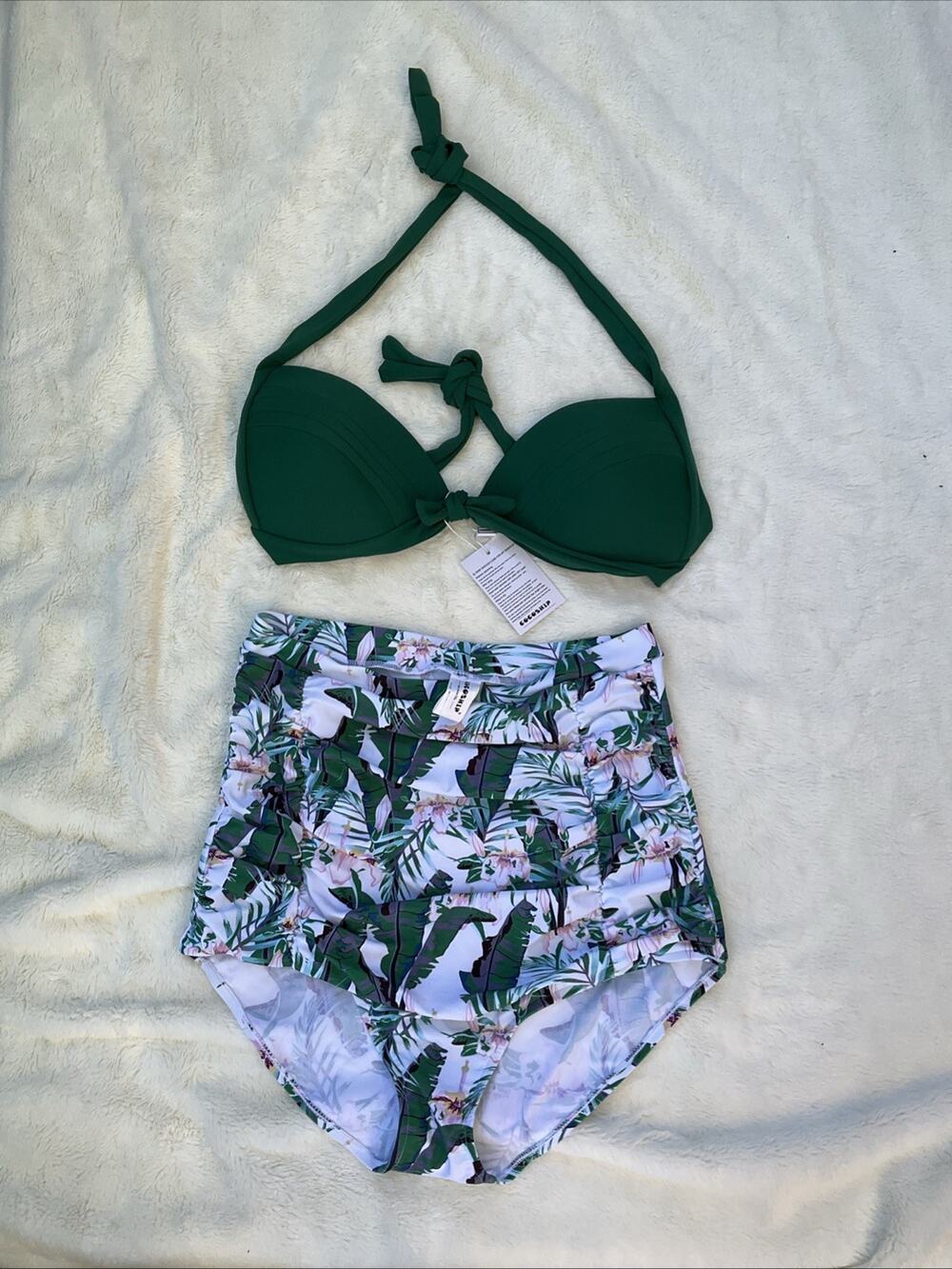 Cocoship Womens Pinup Retro style 2 Pc Bikini Swimsuit Set sz 14 Tropical Floral